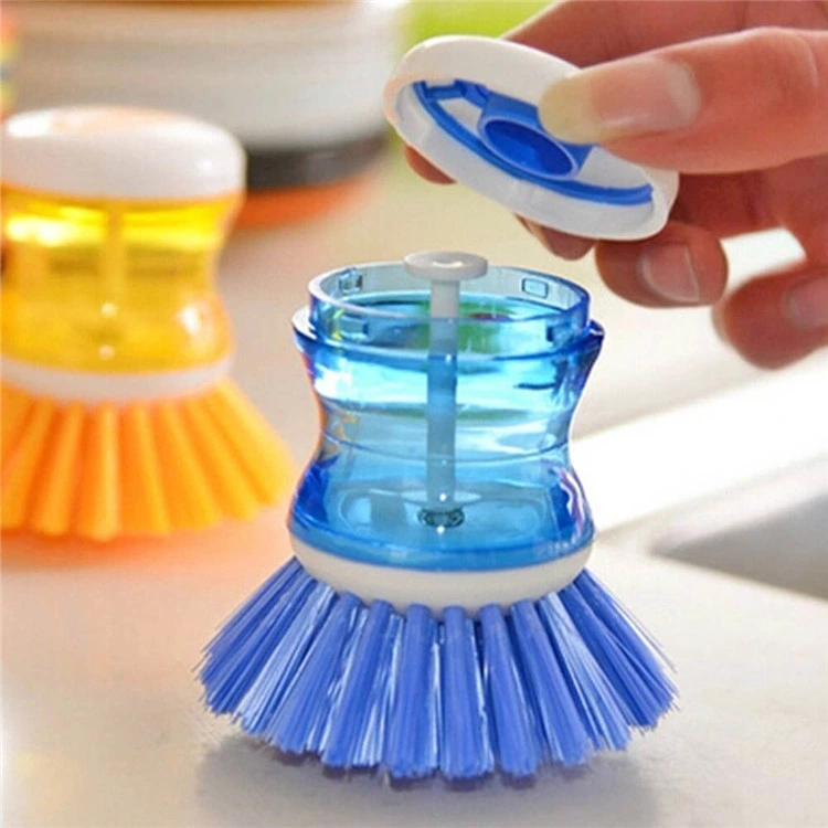 Household Kitchen Tools Plastic Liquid Soap Dispenser Pot Dish Cleaning Brush