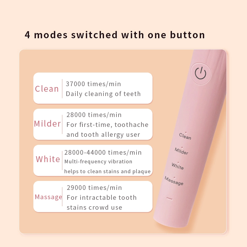 Pink Personal Oral Care Electric Power Toothbrush Sonic Toothbrush