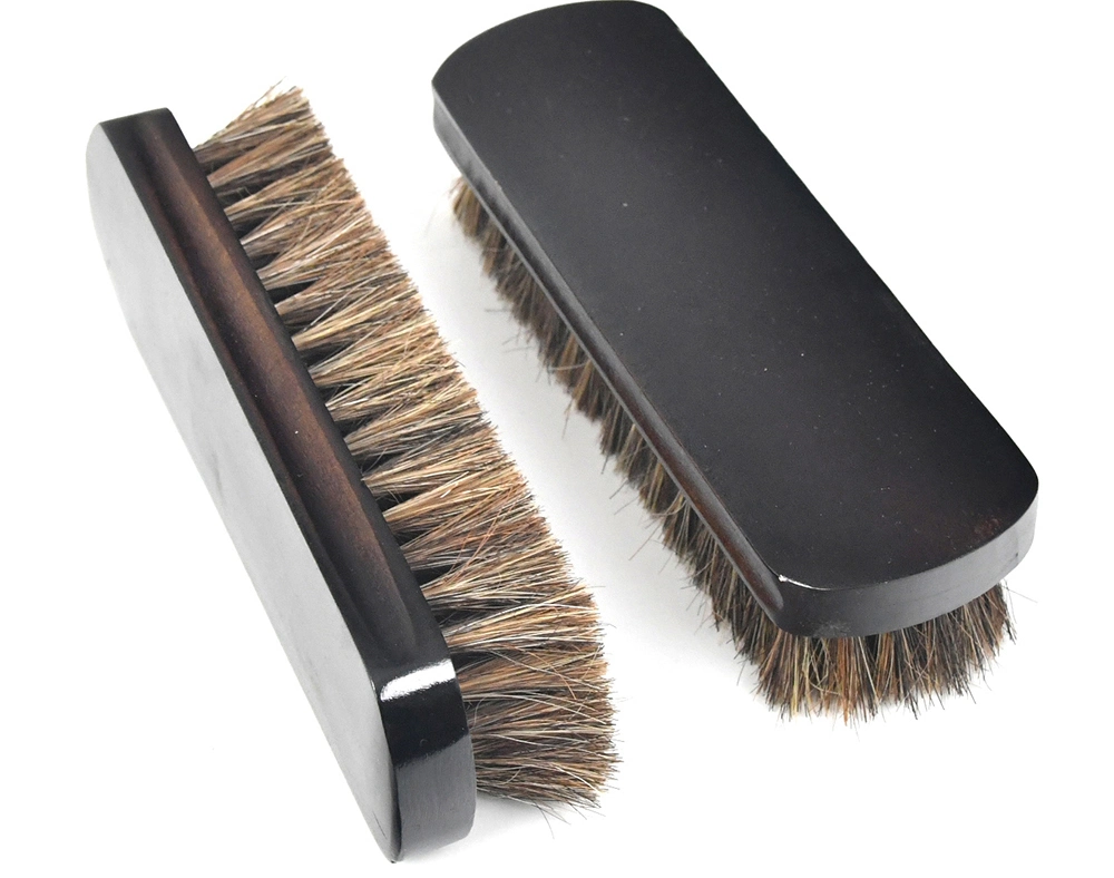 Custom Logo Premium Horsehair Shoe Brush Durable Wooden Shoe Cleaning Bristle Brushes for Cleaning
