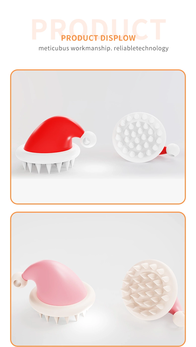 Factory Direct Sales of New Creative Manual Silicone Brush Cleaning Wash Hair Beauty Tools Christmas Hat Silicone Brush
