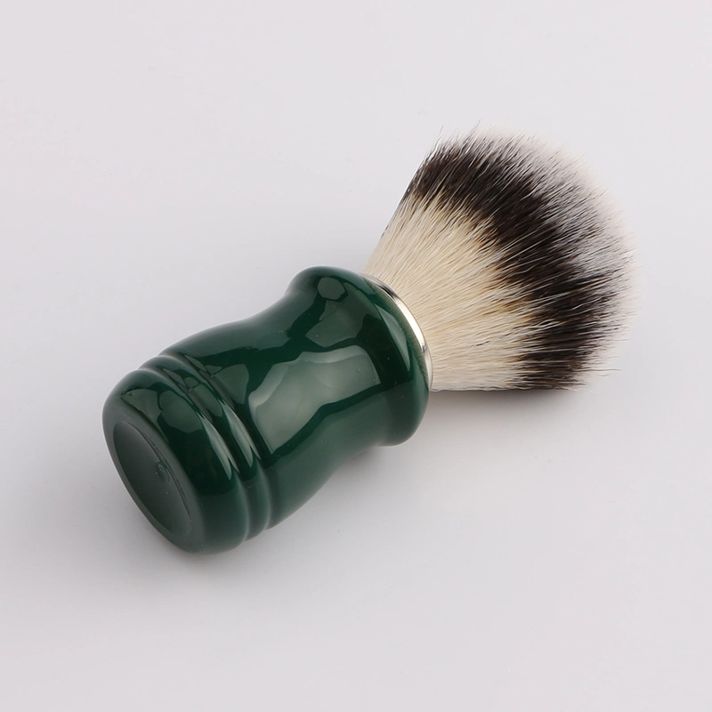 Personal Care Shaving Brush Green Resin Handle of Artificial Nylon Badger Hair Shaving Brush