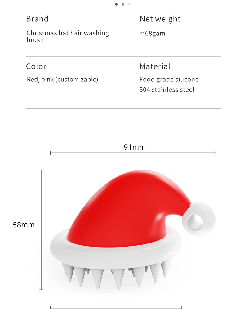 Factory Direct Sales of New Creative Manual Silicone Brush Cleaning Wash Hair Beauty Tools Christmas Hat Silicone Brush