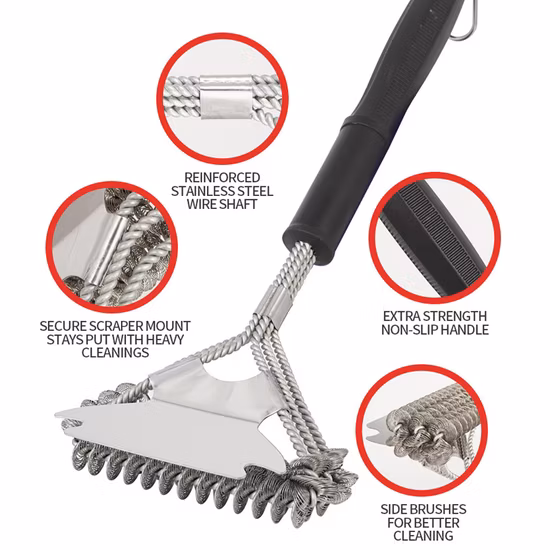 BBQ Stainless Steel Wire Brush with Scraper