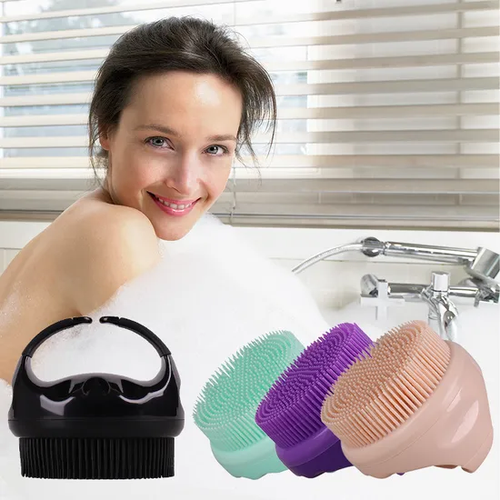 Soft Silicone Body Scrubber Shower Brush Handheld Bath Brush Scrubber Soft Silicone Custom Colour and Logo 