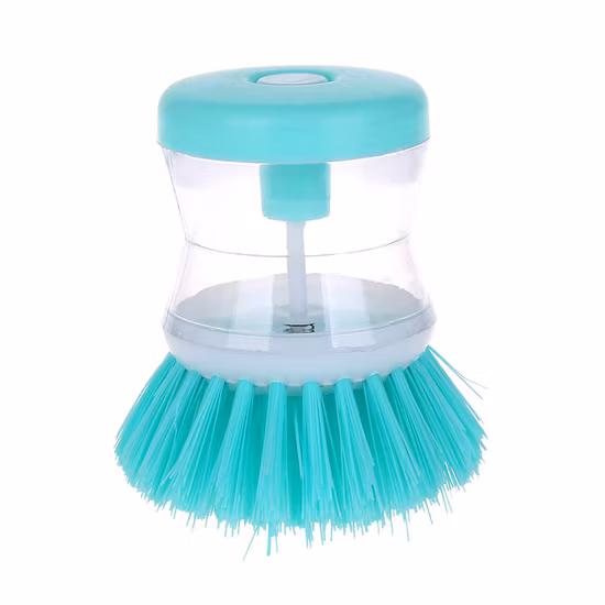 Household Kitchen Tools Plastic Liquid Soap Dispenser Pot Dish Cleaning Brush