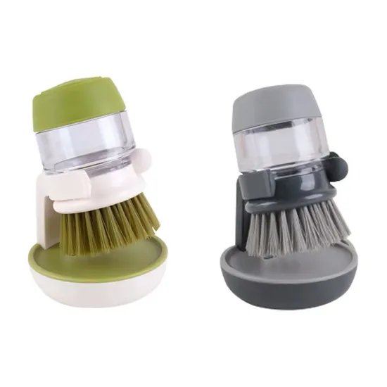 Soap Dispenser Pot Dish Cleaning Kitchen Scrub Brush 